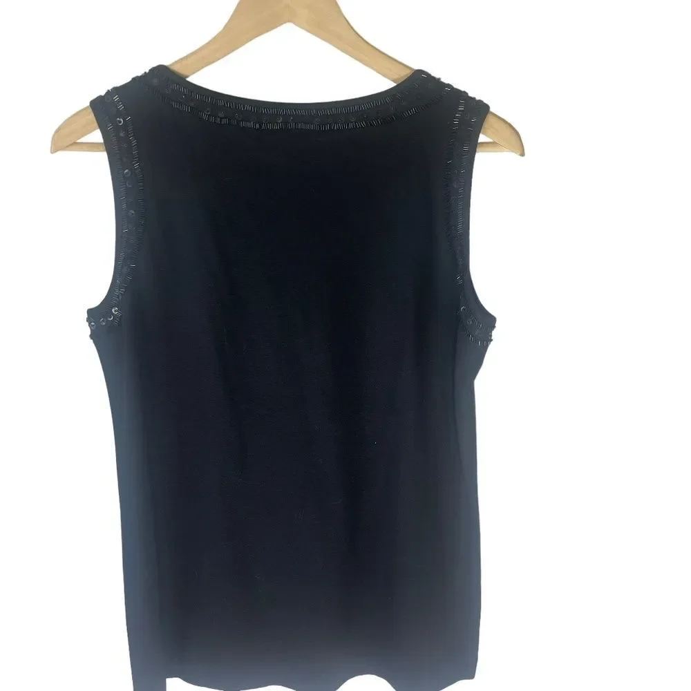 Chico's NWT‎ Black Bead And Sequin Trim Tank Top Sz 1/M